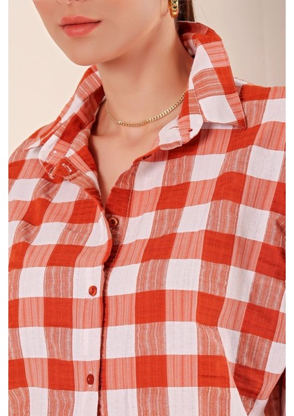 3900 Oversize Uzun Basic Gömlek - Taba modelleri