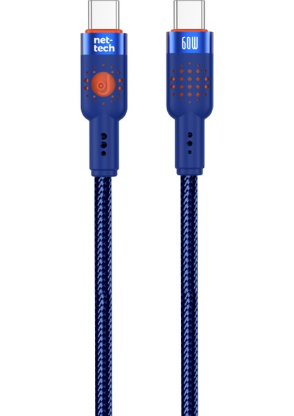 NT-DC32 60W Plastik 100 cm Type-C To Type-C Şarj ve Data Kablosu (Mavi)
