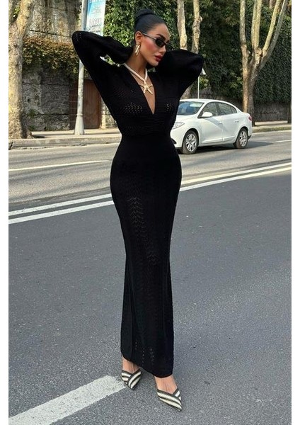 Laura Derin Dekolte Kroşe Elbise 2712-0025