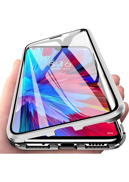 Samsung Galaxy A7 2018 Uyumlu Kılıf Önü Açık Arkası Temperli Camlı Manyetik Adsorpsiyon Darbeye Dayanıklı Kapak
