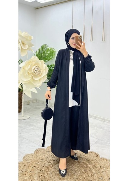 Kadın Tesettür Üçlü Siyah Takım