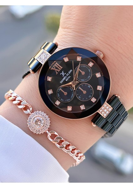 Çelik Kordon 30 mt Suya Dayanıklı Kadın Kol Saati+Bileklik BYN.10728.M7