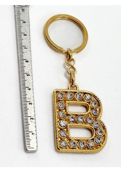 Gold Renkli Parlak Taşlı B Harfi Anahtarlık, Hediyelik Harfli Anahtarlık modelleri