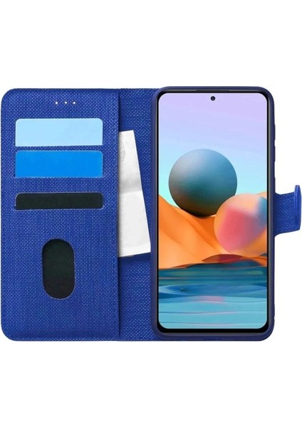 Xiaomi Redmi 12C Uyumlu Kart ve Para Bölmeli Standlı Cüzdanlı Kılıf - Mavi
