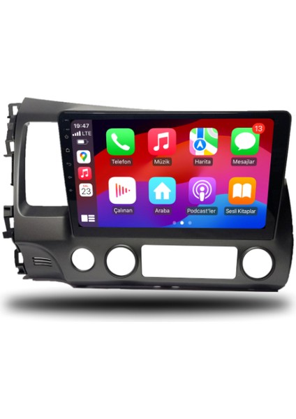 Honda Civic Fd6 2006-2012 10.1'' 6gb Ram 64GB Hafıza 8 Çekirdek Carplay Kamera Android Multimedya