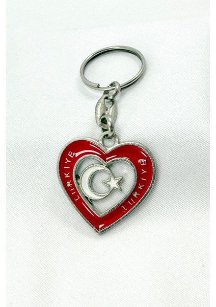 Kalpli Kırmızı Türkiye Yazılı Metal Anahtarlık, Hediyelik Ay Yıldızlı Anahtarlık fiyatları