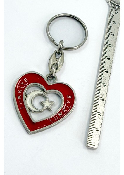 Kalpli Kırmızı Türkiye Yazılı Metal Anahtarlık, Hediyelik Ay Yıldızlı Anahtarlık modelleri