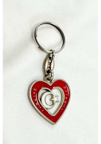 Kalpli Kırmızı Türkiye Yazılı Metal Anahtarlık, Hediyelik Ay Yıldızlı Anahtarlık fırsatları