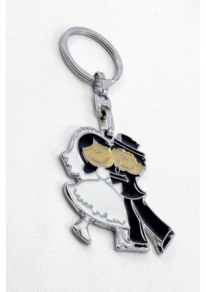 Sarılan Gelin Damat Figürlü Metal Anahtarlık, Hediyelik Düğün Anahtarlık fırsatları