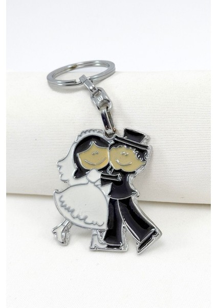 Sarılan Gelin Damat Figürlü Metal Anahtarlık, Hediyelik Düğün Anahtarlık indirimleri
