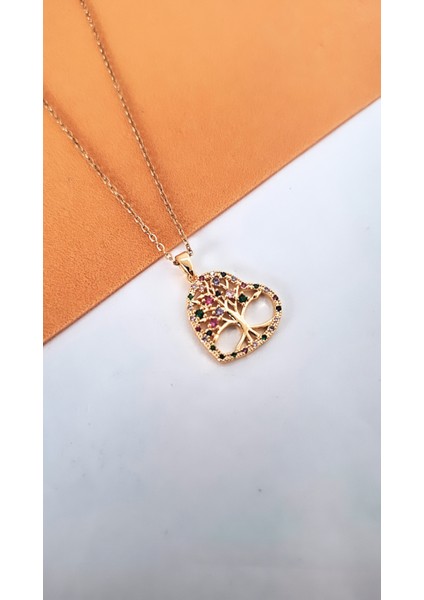 Yaşam Ağacı Figürlü Zirkon Taşlı Çelik Kolye indirimleri