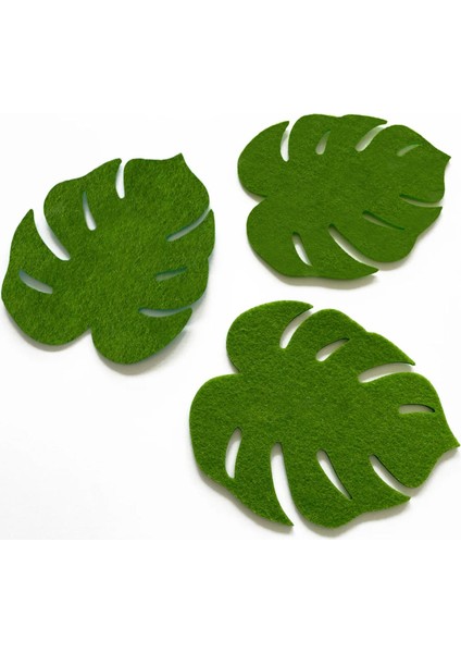 6'lı Tropikal Yaprak Desenli Keçe Bardak Altlığı - Yeşil 10X11CM indirimleri