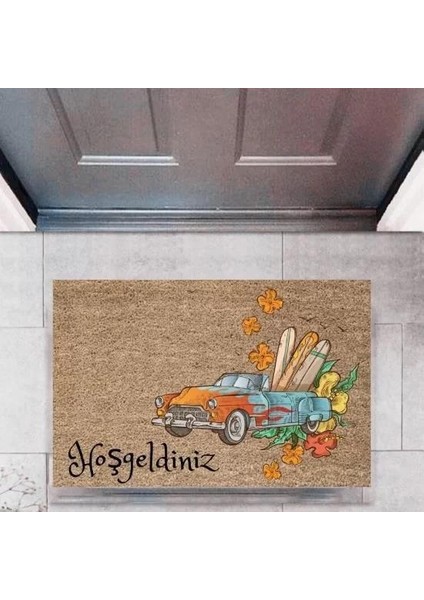 Kapı Önü Paspası Dekoratif Dijital Baskı Arabalar P-2668