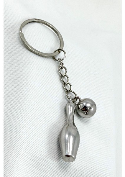 Metal Bowling Topu Labut Figürlü Anahtarlık, Spor Hediyelik Anahtarlık