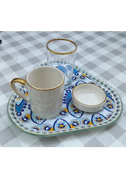 Lotus Blue Kahve Sunum Fincan 4 Parça modelleri