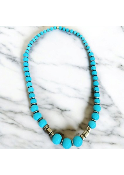 Turkuaz Firuze Taşı Hematit Taşı Kolye Doğal Taş Kolye