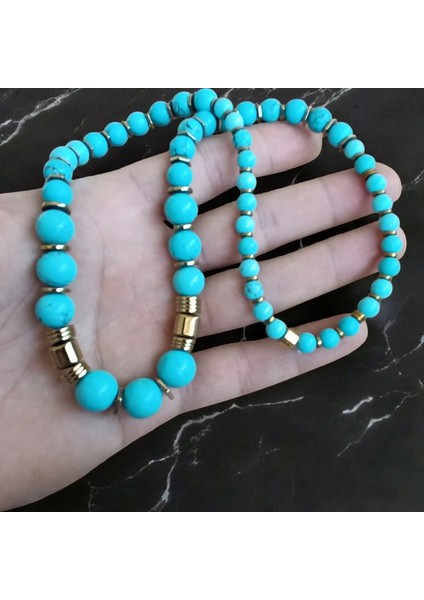 Turkuaz Firuze Taşı Hematit Taşı Kolye Doğal Taş Kolye indirimleri