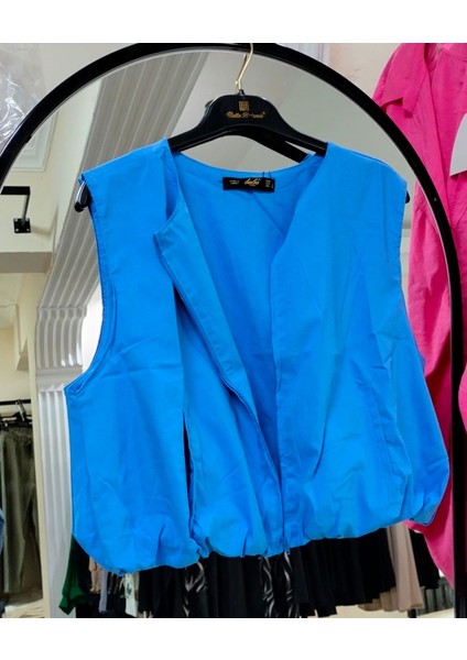 Kadın Mavi Crop Bluz modelleri