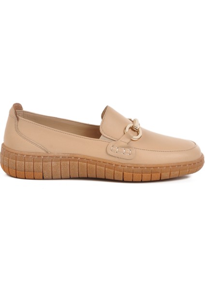 Bej Hakiki Deri Anatomik Kadın Casual Ayakkabı Z078 Z