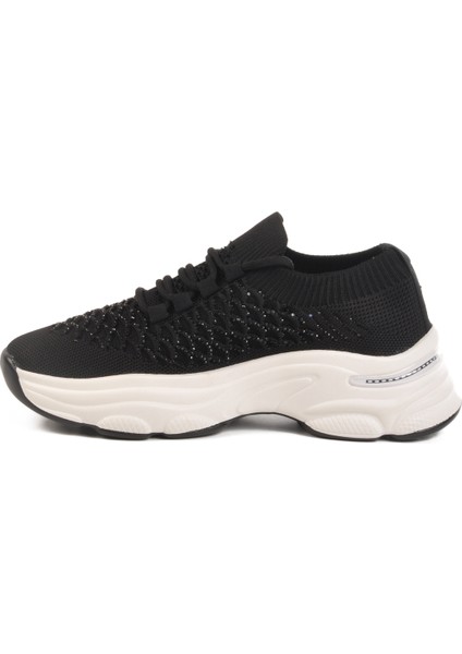 Siyah Hafif Triko Örme Anatomik Kadın Sneaker B064 Z