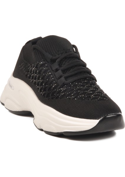 Siyah Hafif Triko Örme Anatomik Kadın Sneaker B064 Z