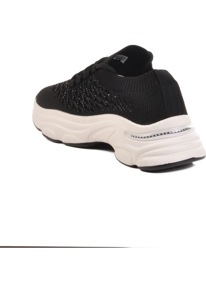 Siyah Hafif Triko Örme Anatomik Kadın Sneaker B064 Z