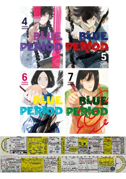 Blue Period 4-5-6-7. Ciltler Manga Seti + Mat. Öğreten Cetvel