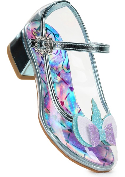 Unicorn Kız Çocuk Topuklu Abiye Şeffaf Ayakkabı