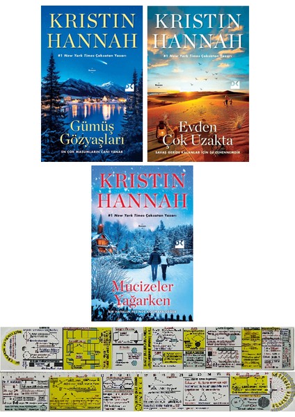Kristin Hannah 3 Kitap / Gümüş Gözyaşları - Evden Çok Uzakta - Mucizeler Yağarken + Mat. Cetvel