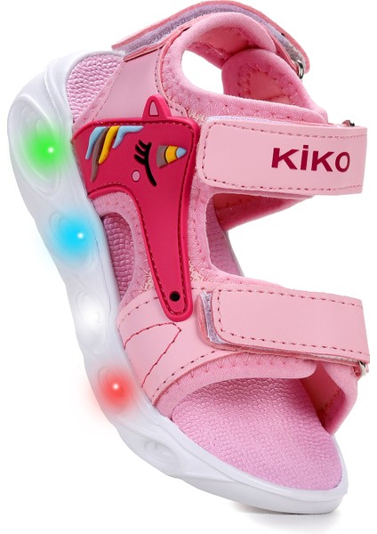 Unicorn Günlük Işıklı Cırtlı Kız Bebek Sandalet Ayakkabı