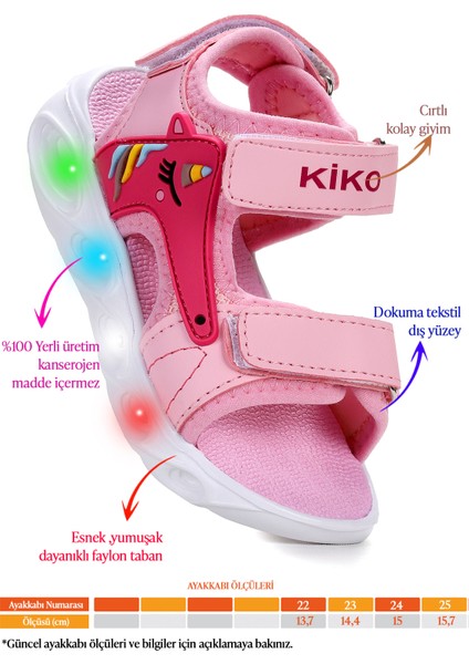 Unicorn Günlük Işıklı Cırtlı Kız Bebek Sandalet Ayakkabı fiyatları