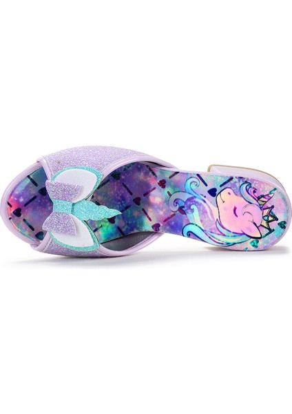 Unicorn Kız Çocuk Topuklu Simli Abiye Terlik Lila fırsatları