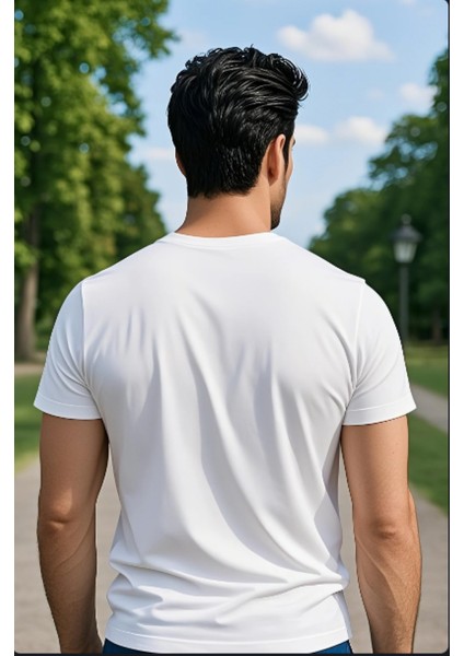 Beyaz Renk Erkek V Yakalı T-Shirt Likralı Pamuk Spor Tişört fırsatları