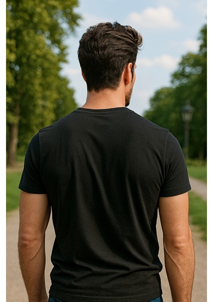 Siyah Renk Erkek V Yakalı T-Shirt Likralı Pamuk Spor Tişört fırsatları