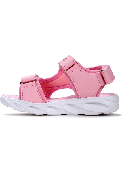 Unicorn Günlük Işıklı Cırtlı Kız Çocuk Sandalet Ayakkabı Pembe