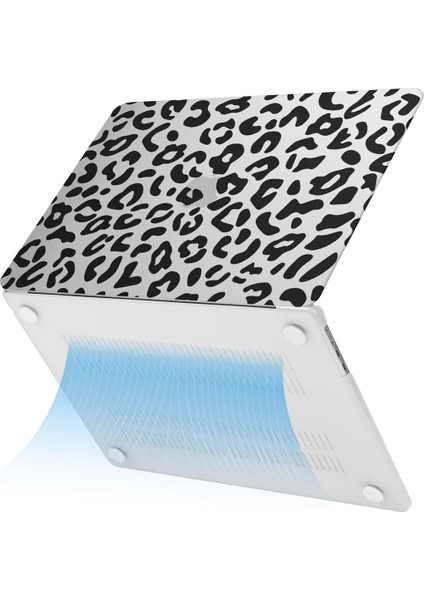 MacBook Air 15' A2941 A3114 Uyumlu Leopar Desenli Sert Kılıf - Isı Dağılımlı, Alt Kapak Havalandırmalı Koruma