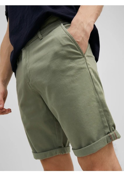 Erkek Regular Fit Haki Chino Şort - 12165604