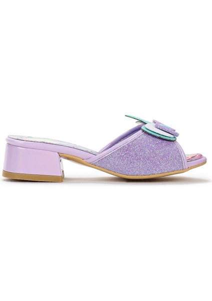 Unicorn Kız Çocuk Topuklu Simli Abiye Terlik Lila modelleri