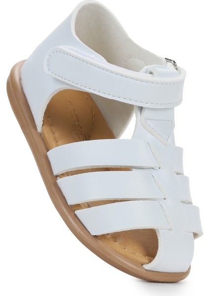 Lonpe Ilk Adım Cırtlı Kız Bebek Sandalet Beyaz