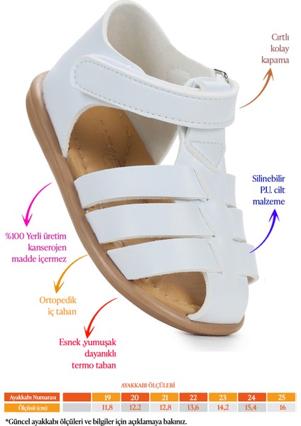 Lonpe Ilk Adım Cırtlı Kız Bebek Sandalet Beyaz fiyatları