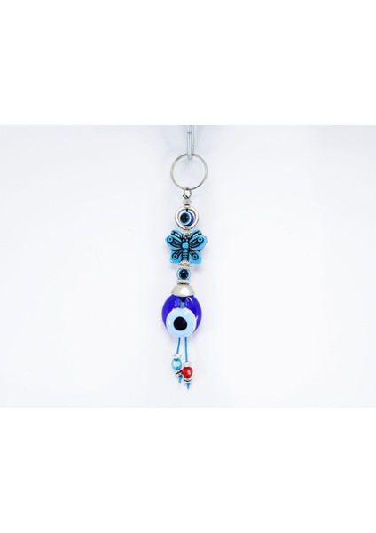 Çerçeveli Nazar Boncuklu Kelebek Figürlü El Yapımı Cam Nazar Boncuklu Anahtarlık fiyatları