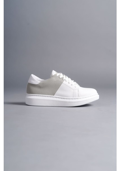 ET151 Boost Bağcıklı Cilt Süet Erkek Günlük Sneaker Ayakkabı Bt - Beyaz/gri