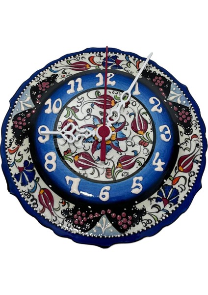 Çini Boyama Kabartma Duvar Saat 18CM - Çini Saat