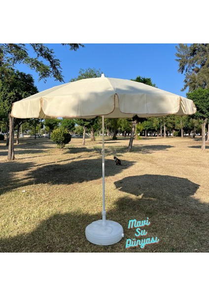 Plaj Deniz Balkon Şemsiyesi | Sentetik Kumaşlı Şemsiye | Bidon Dahil | Eğilebilir | 2 Metre Şemsiye