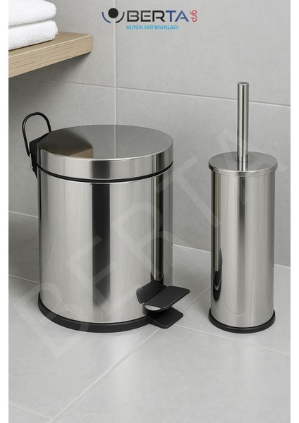 2'li Banyo Seti Çöp Kovası Tuvalet Fırçası Metal Paslanmaz Çelik modelleri
