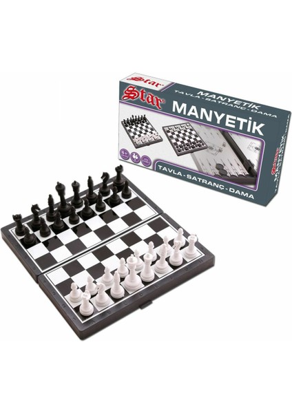 1050170 Manyetik Satranç-Tavla 2si 1 Arada -Starokey