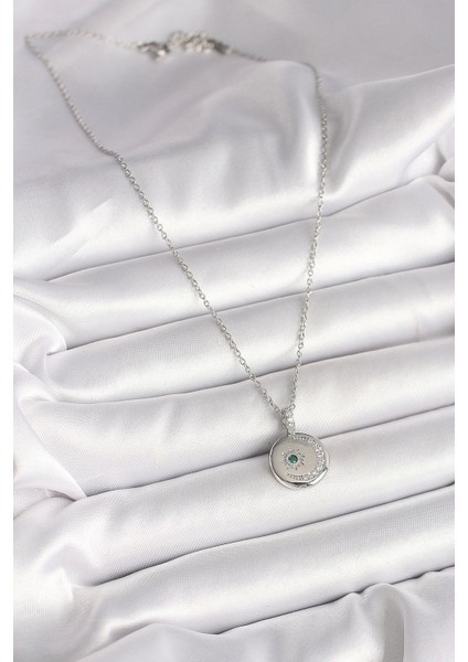 316L Çelik Gümüş Renk Zincir Madalyon Zirkon Taşlı İşlemeli Hilal Yıldız Model Kadın Kolye fiyatları