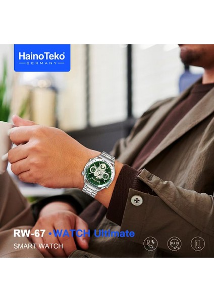 Rw- 67 Akıllı Saat | Bluetooth Arama | IP67 Su Geçirmez | Gps Destekli | Kalp Ritmi & Spo2 & Tansiyon | 3 Kordon (Metal, Silikon, Deri)