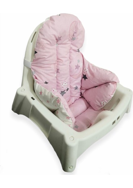 Bebek Çocuk Mama Sandalyesi Minderi Pembe Hilal ve Pembe Yıldızlı fiyatları