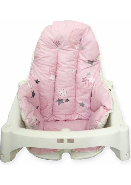 Bebek Çocuk Mama Sandalyesi Minderi Pembe Hilal ve Pembe Yıldızlı modelleri